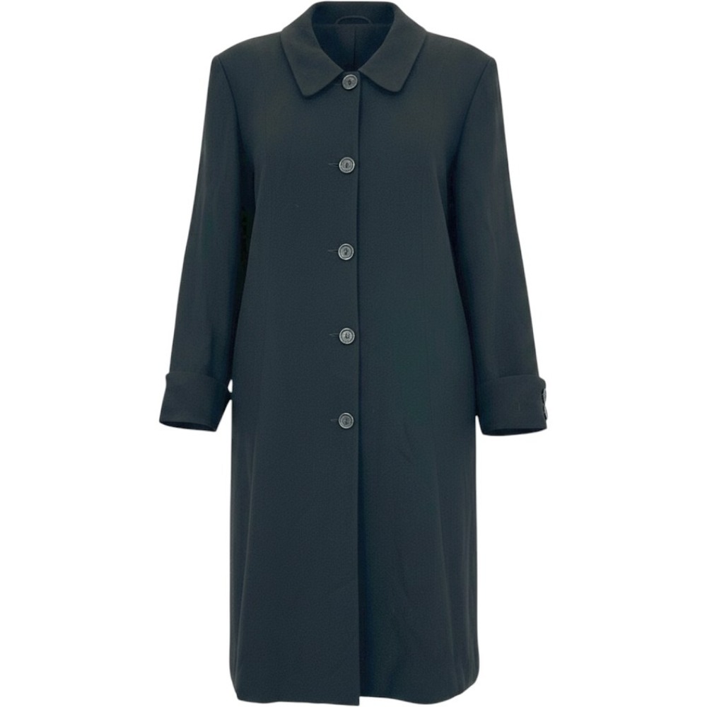 Ames Duster Coat Women‎ 16 Black Side Button Pleated Back Vintage Minimalist 90s